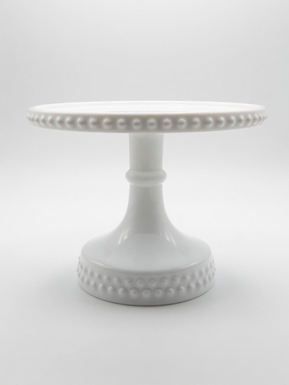 RH white-ceramic pedestal 8-inch cake stand 6-inch tall glossy decorative